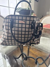 Kate Spade New New York Rachelle Windowpane Plaid black and Cream Vinyl Satchel