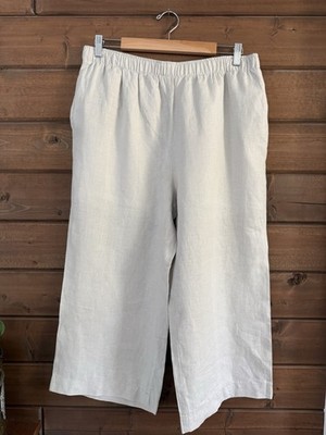 IC by Connie K Pants Linen Women s XL Cropped Lagenlook Boho Resort Wear USA