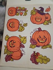 Vintage rare Hallmark Stickers Halloween Jack-o'-lantern Pumpkin 1 Sheet