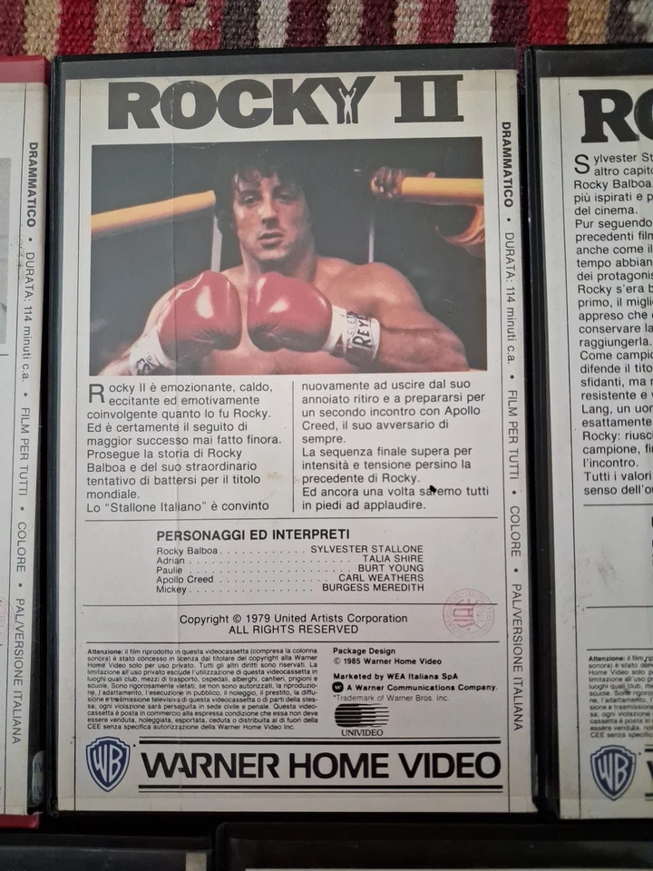 Vhs Rocky 1, 2, 3, 4, 5 Warner Home Video, Noleggio - Immagine 4 di 4