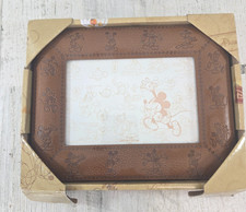 Disney Parks Mickey Mouse 4" x 6" Photo Frame Faux Leather Suede Brown