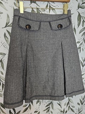 Anthropologie Azel Hazel Skirt Gray Womens Size S Wool