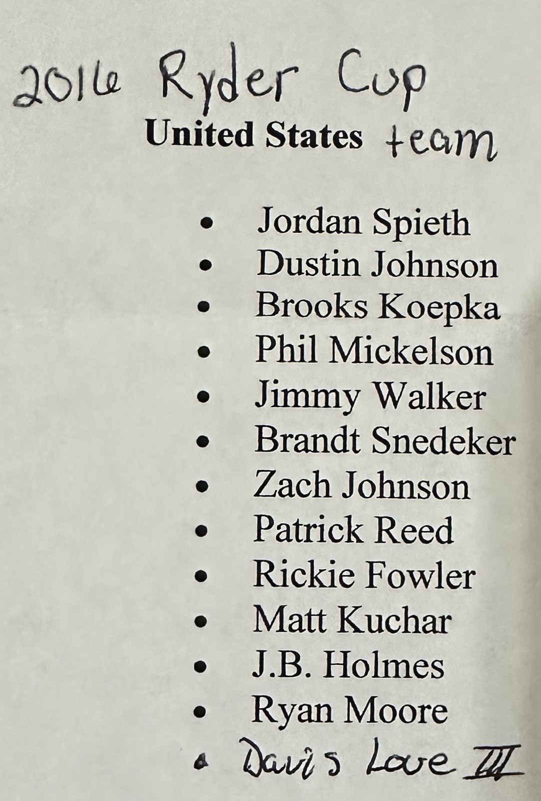 2016 Ryder Cup Hazeltine signed USA Team Flag  Beckett Full Letter