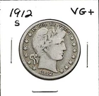 1912 "S" Barber Half Dollar***VG+***