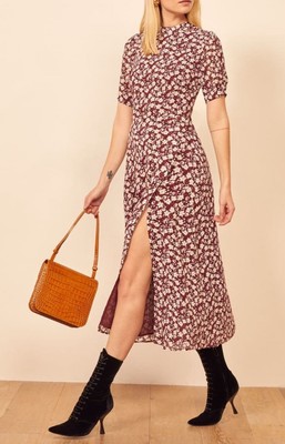 Reformation Gio Ditsy Floral Midi Dress Front Slit \u0026 Button Details Size 6  | eBay