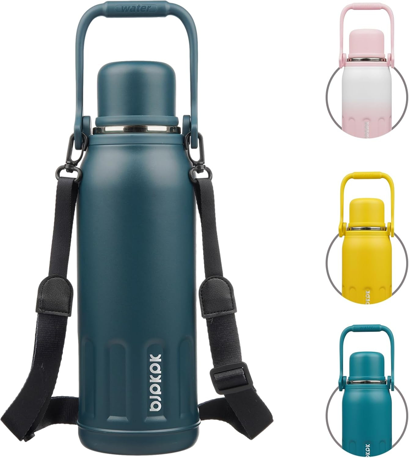 Insulated 50oz Thermal Water Bottle BPA Free With Lid and Carry Handle Stainless