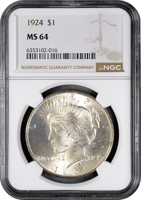 Uncirculated Silver 1924 Year Peace Dollars (1921-1935) for sale