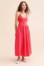 Free People Dylan pink midi dress sleeveless basque ballerina pockets sundress