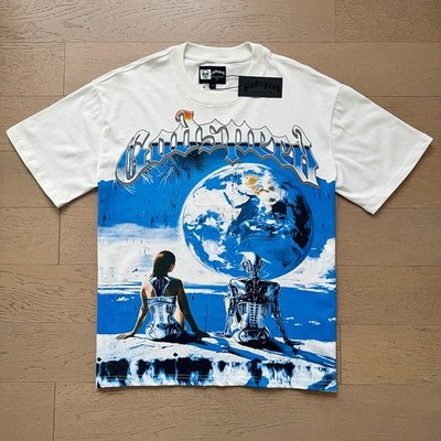Men's Godspeed Rock mechanical skeleton Print tee washed short
