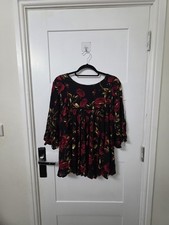 Short Peplum Top, Stunning Red &  Black. UK Size Xl Fully Lined.