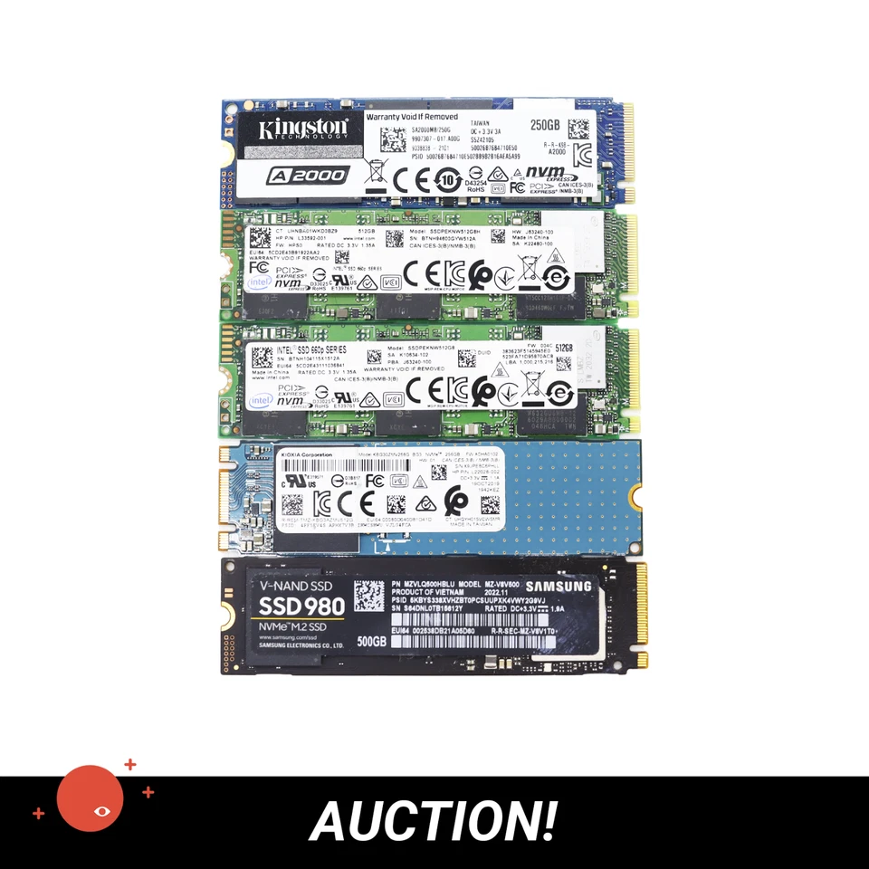 5x INTEL 660p 512GB NVMe 1.8Gb/s M.2 SSD SSDPEKNW512GB  VARIOUS BATCH