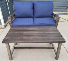 Patio Furniture Set 2 Pieces Wicker Loveseat Outdoor Conversation Set With Table