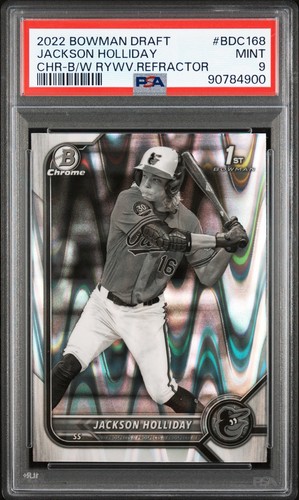 2022 Bowman Draft Chrome Jackson Holliday Black & White Raywave Ref PSA 9