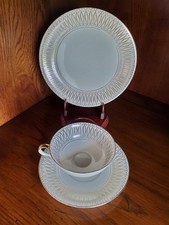 VTG Johann Seltmann Vohenstrauss Bavaria 3-pc Dessert Set Platinum with Gold MCM