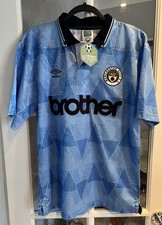 Manchester City 1989-91 Home Shirt - Medium - Retro Score Draw - 9 Niall Quinn
