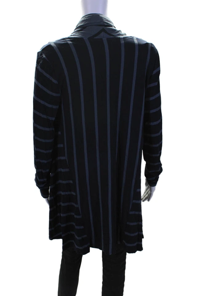 Cárdigan Suéter Top Tres Lunares Para Mujer Azul Marino Rayas Capucha Cuello Frente Abierto Talla L Foto 3 de 4