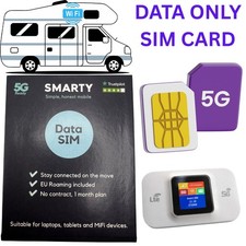 SMARTY UK WiFi Router 4G 5G Unlimited DATA ONLY Sim Card Pay As You Go MiFi new