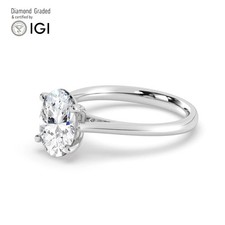 Oval Diamond Engagement Ring 18k White Gold Labgrown 1 Ct Solitaire