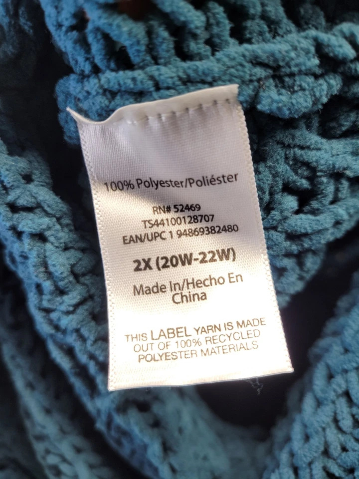 Cárdigan plumero de chenilla talla grande Terra & Sky para mujer talla 2X 20W-22W verde  Foto 3 de 4