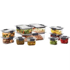 Rubbermaid Brilliance 22pc Plastic Food Storage Container Set Clear: Microwave