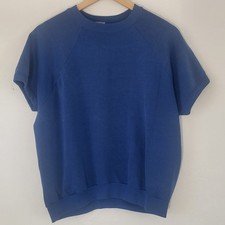 Vintage 70  s 80  s Sportswear Blank Short Sleeve Sweatshirt Made In USA Large