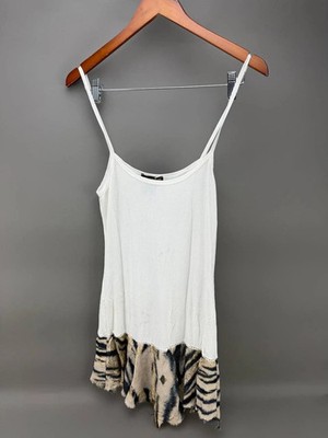 Just Cavalli Beachwear Womens White Animal Print Trim Tank Dress Size M