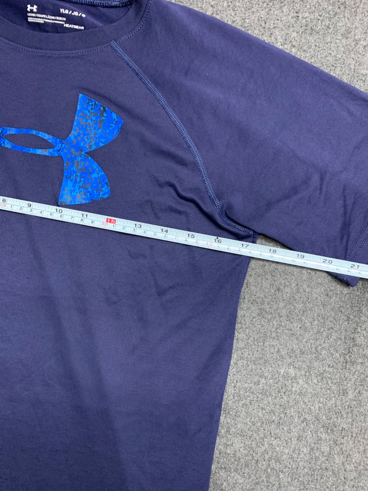 Blue Under Armour Big Logo Graphic Top - Youth Large, Gently Used Condition image 6
