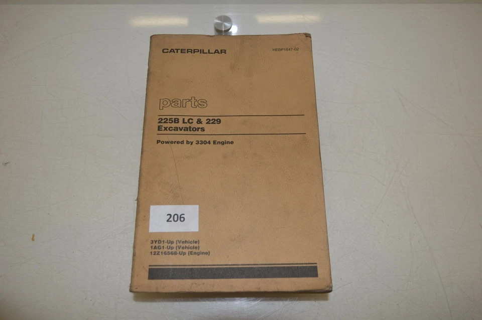 B206 - cat CATERPILLAR Parts Book - Teile-Katalog für 225 B LC & 229 Bagger - Bild 1 von 1