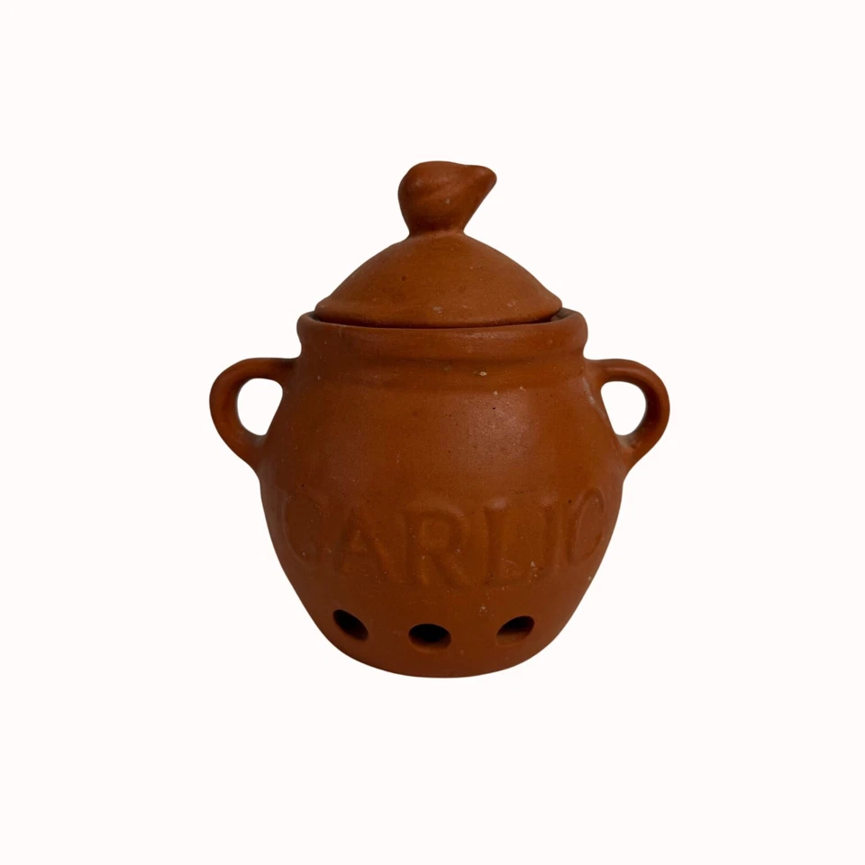 Guardião de alho terracota panela de argila vermelha utensílios de cozinha armazenamento decoração para casa cozinhar - Imagem 2 de 4
