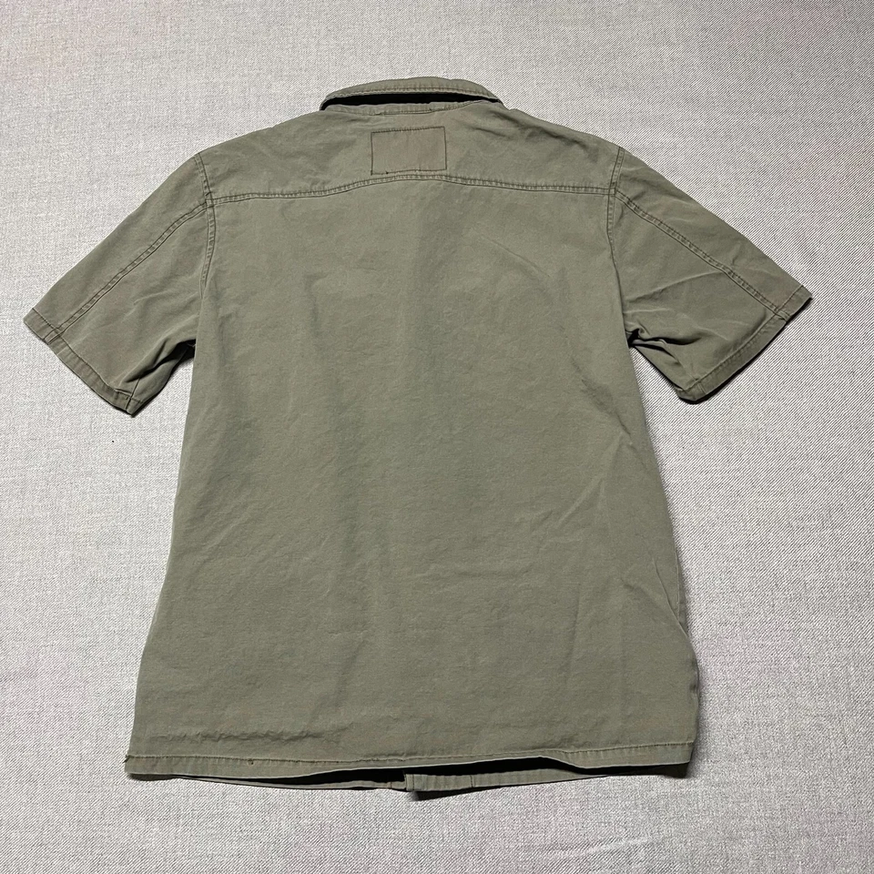 Camisa Militar Alpha Industries Para Hombre Mediana Verde Abotonada Manga Corta Foto 2 de 4