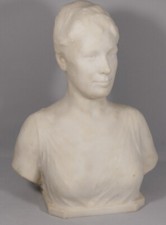 Louis Dubar ( 1876-1951), Sculpture Buste De Femme En Marbre Blanc De Carrare