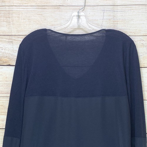 Elie Tahari Size XS (US 2)Tencel Wool Blend Vneck Blouse Blue LSleeve Career Top - Picture 9 of 12