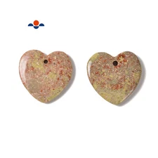 Light Green Unakite Heart Shape Pendant Size 45mm 50mm Sold per Piece
