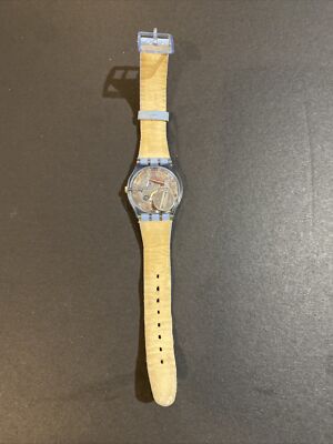 Retro Daisy Swatch Watch w/ Leather Band Swatch AGS119 GS119 Hazy Daisy Textile Over Leather Band  main image 4