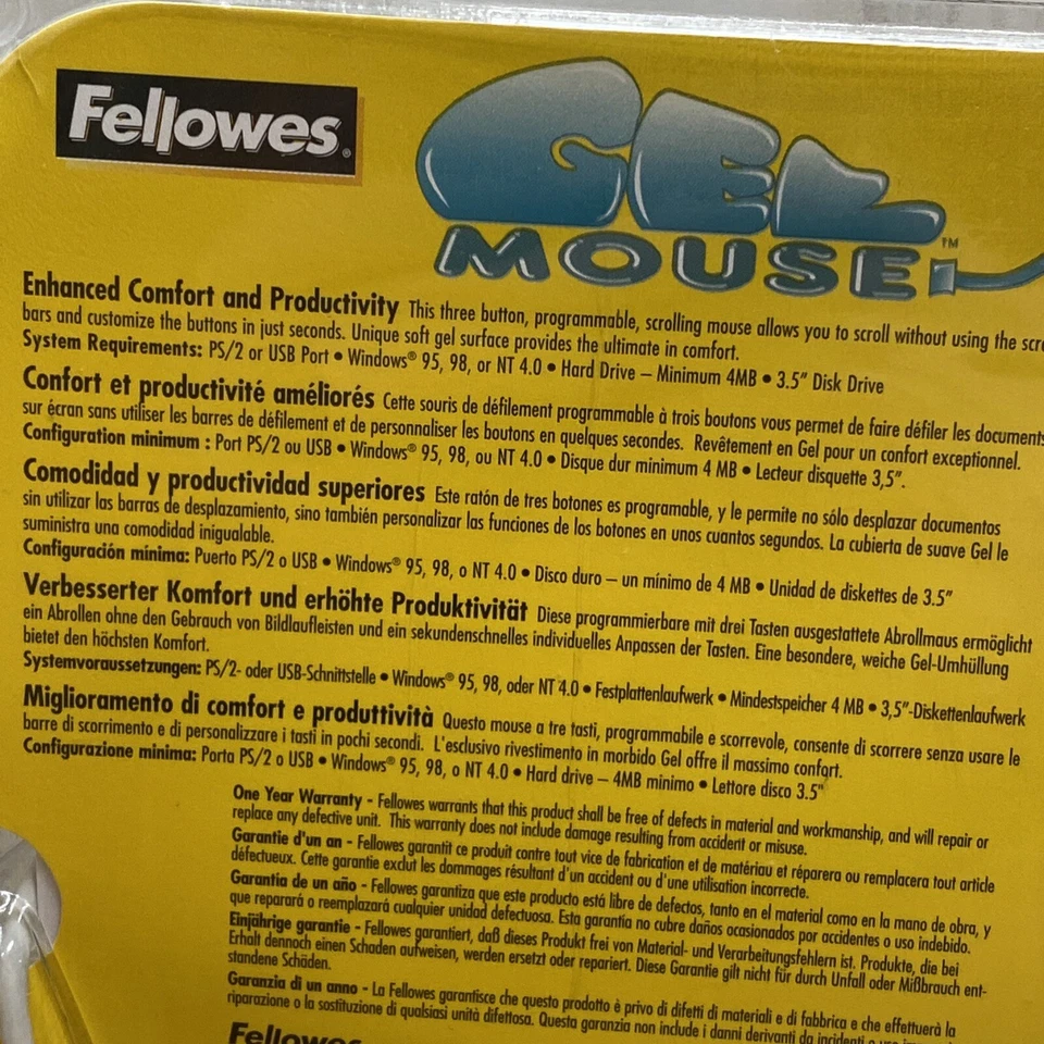 Fellowes VINTAGE Gel Mouse with PS2 to USB Adapter White/Gray New Open Box - Image 3 of 4