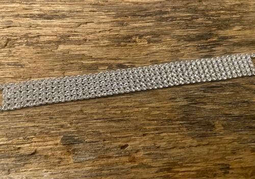 Vintage Rhinestone Choker Necklace 12” with 4” Extension Silver Tone - Picture 3 of 8