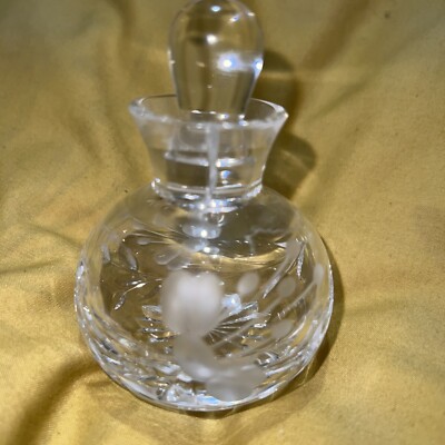 Stuart Crystal cut glass vintage perfume bottle, Cascade fuchsia