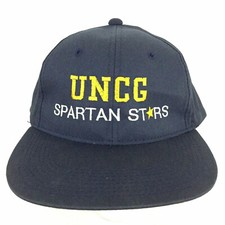 Vtg UNCG Greensboro Spartan Stars Cap Script Spell Out Logo Baseball Trucker Hat