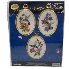 NEW Janlynn Hummingbirds Embroidery Kit Set of 3-3"X4" Stitched In Floss FRAMES