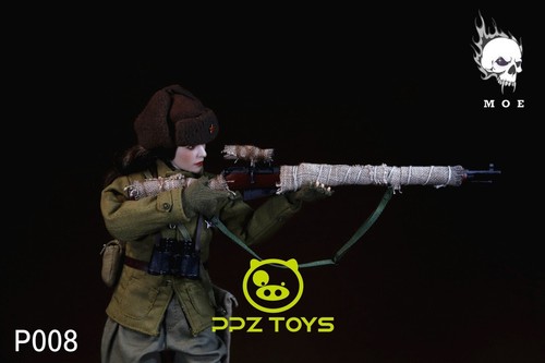 1/6 Moe Toys Action Figure Female Soviet Sniper w/Snow Camouflage P008 - Picture 6 of 13