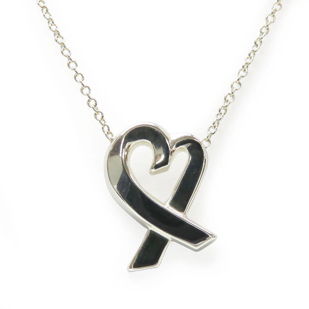 U TIFFANY&Co. Necklace Loving heart Silver925 2.6g Silver Paloma Picasso