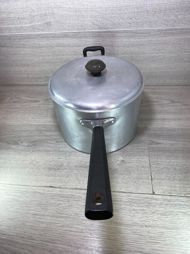 Vintage große Alu Schwan Pfanne Topf 9 Pint 22cm Durchmesser massive kühle Griffe - Bild 4 von 12