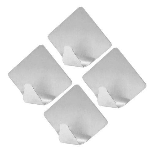 4 pack Hooks Self Adhesive Sticky Heavy Duty Wall Seamless Stainless Steel - Picture 2 of 3