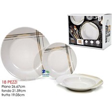 SERVIZIO 18 PZ PIATTI NATALIZI GOLD IN PORCELLANA DECORAZIONE CON FILO DORATO