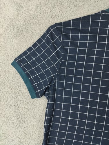 Guess shirt Mens Medium Blue Check Plaid Teal Trim Designer GUESS Los Angeles Te - Picture 14 of 16