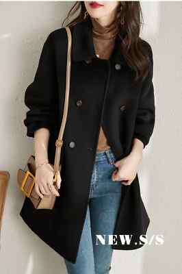 Damenjacke Mantel Schlank Elegant Buttons Over Schwarz 80120