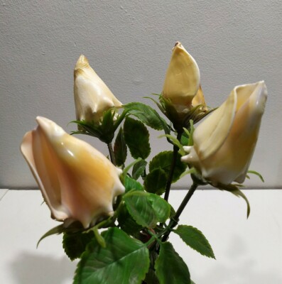 Lot 4 real Conch Shells Beach Bouquet with plastic leafs ocean decor 