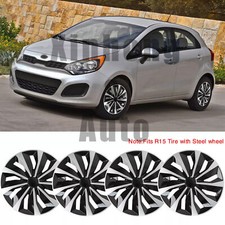 For Kia Rio 02-24 15 4pcs Hubcaps Wheel Rim Cover Hub Caps Fits R15 Steel Wheel