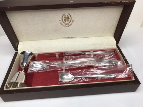 REED & BARTON Sterling Silver Bar Set (14 Karat Club Of NY) 5pc BRAND NEW SEALED