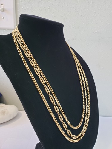 Vintage 70er Jahre Monet lange goldfarbene Multi Kette Halskette - Bild 2 von 11